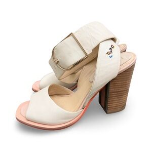 TED BAKER Thais Block Heeled Sandals Ivory Size: EU 38/ US 7.5